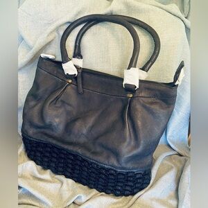 Carbon2Cobalt Brand New Black Leather Tote Bag